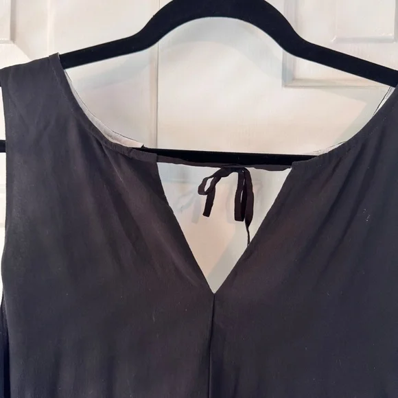 Eileen Fisher Black Sleeveless Shift Dress 100% Silk Lined Size Medium - Picture 2 of 8